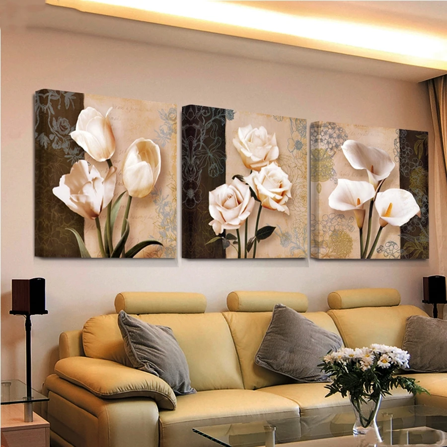 3 Pieces Tulip Flowers Abstract Paintings diamond Painting By Numbers full diy diamond embroidery mosaic pattern cross stitch_副本