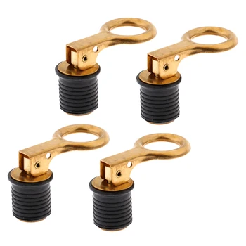 

Pack of 4 Marine Rubber Brass Boat Drain Bung Snap-Handle Drain Plug To Suit 24MM Hole