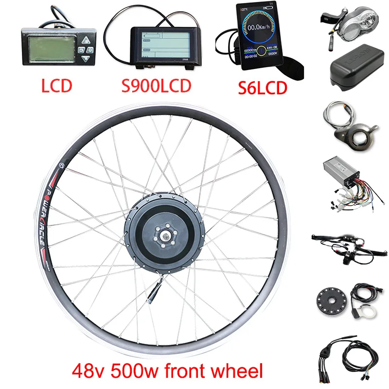 48V 500W электрическая Экипировка велосипедиста ступица переднее колесо мотоцикла привод Электрический велосипед конверсионный комплект для 2" 26" 700C Мотор колесо для электровелосипеда комплект
