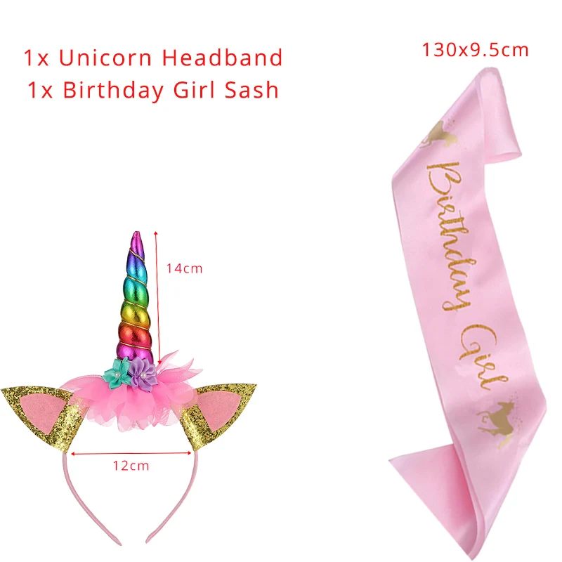 Einhorn-Geburtstagsparty-Geschenke, rosa Glitzer-Horn-Stirnband, Satin-Schärpe für Mädchen, alles Gute zum Geburtstag, Party-Dekorationen, Einhorn-Party-Geschenk – Detail 4