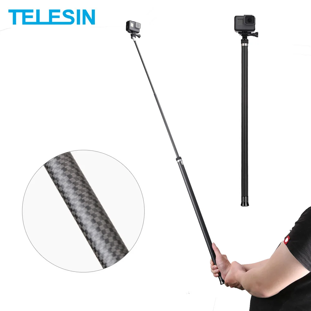 Extendable Pole Monopod Selfie-Stick Gopro Osmo Action Carbon-Fiber TELESIN Handheld
