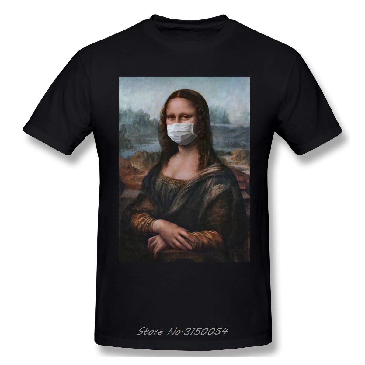 Cotton T-Shirt Monalisa-Mask Harajuku Funny Short-Sleeve Printed Summer O-Neck Tees Men