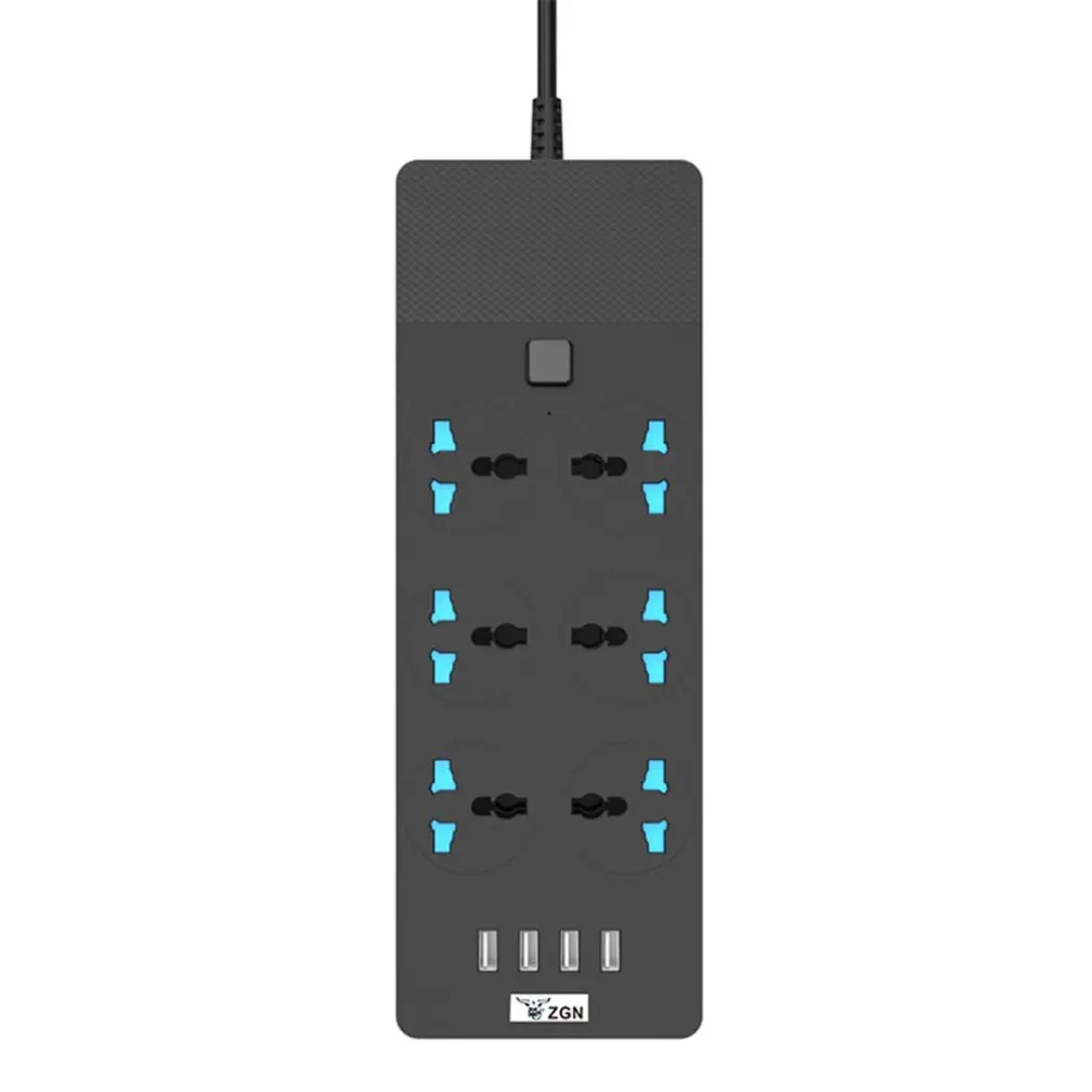 

European Standard USB Port Socket Power Strip Household USB Charger Adapter Black Intelligent Power Strip