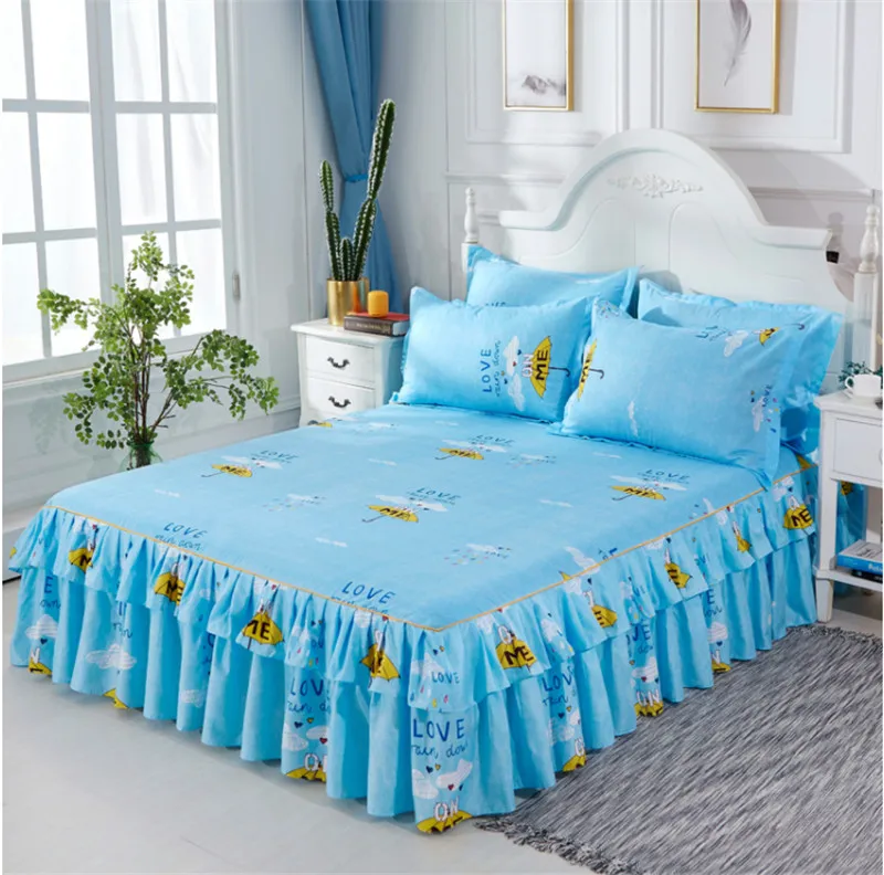 Floral Bedspread Bed Skirt Non-slip Fitted Sheet Cover Graceful 3pcs Double Lace Home Textile Cover + Pillowcase colcha de cama Floral Bedspread Bed Skirt Non-slip Fitted Sheet Cover Graceful 3pcs Double Lace Home Textile Cover + Pillowcase colcha de cama