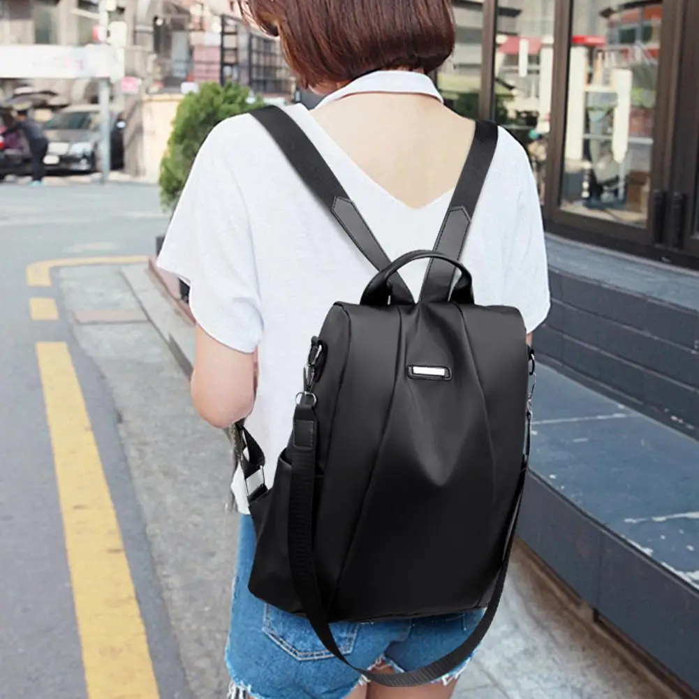 

New Solid Color Women Large Capacity Anti-theft Oxford Cloth Shoulder Bag Backpack