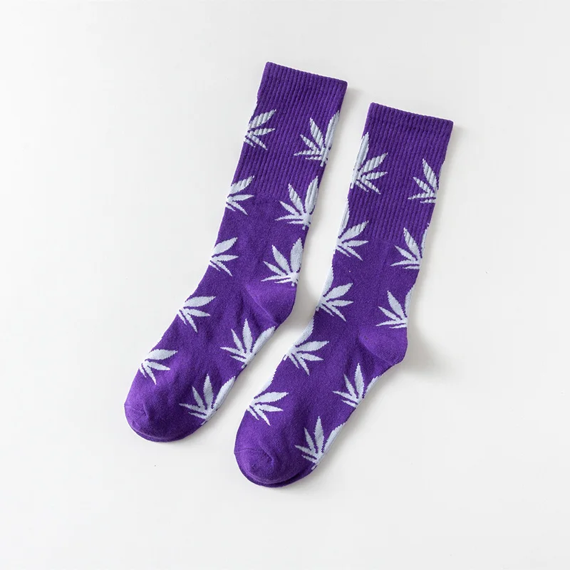 1Pair Comfortable Top Quality Cotton Sport Socks New Breathable Cycling Hemp Leaf Casual Long Weed Crew Sock hardloopsokken - Цвет: CC