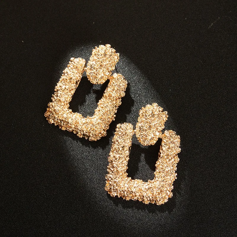 

ZA Style Vintage Earrings for women gold Geometric statement earring 2019 texture metal drop earing Hanging fashion jewelry