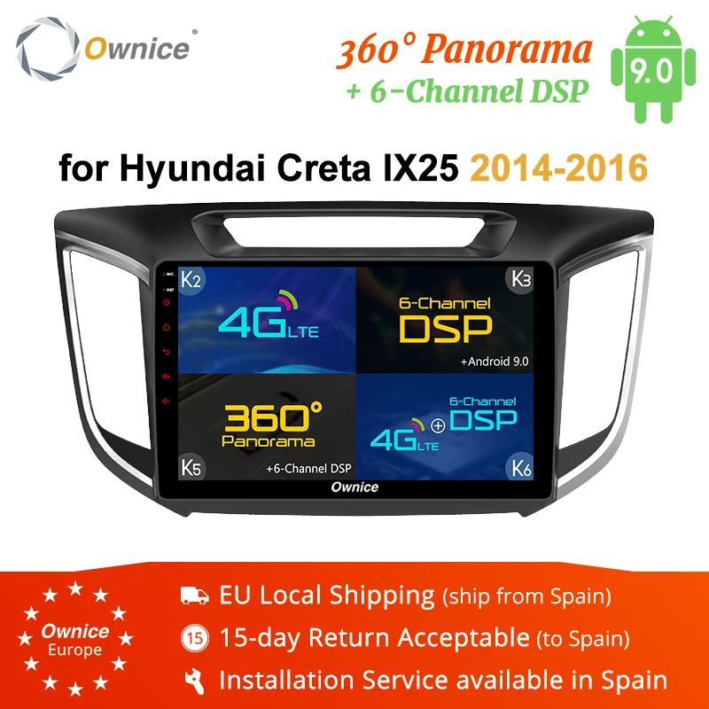 Ownice K3 K5 K6 2DIN Android9.0 Восьмиядерный автомобильный Радио DVD gps для hyundai iX25 2 Гб ram 32 ГБ rom 360 pano ram a DSP 4G