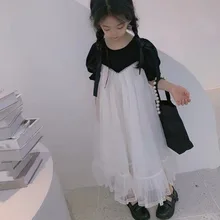 Robe de princesse en dentelle pour filles, tenue de Style japonais et coréen, taille haute, avec perles, vêtements pour bébés, nouvelle collection été 2021