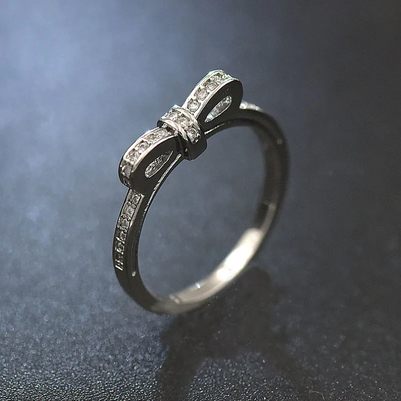 Посеребренное кольцо для женщин прозрачное CZ Кольцо-бантик леди подарок