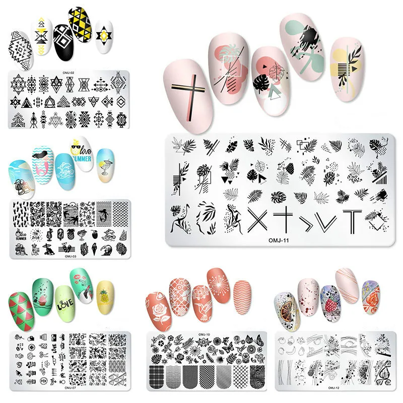 

New Christmas 2020 Nail Print Template Christmas Tree Butterfly Printing Steel Plate Square Pattern Nail Template Tool 6x12cm