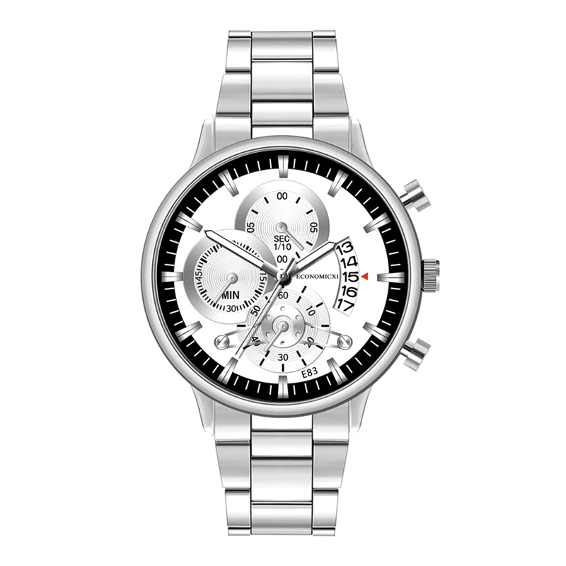 Мужские часы, ретро стиль, три глаза, повседневные, бизнес Дизайн, кварцевые, брендовые часы с ремешком из нержавеющей стали, современный подарок, наручные часы, Relogio Masculino - Цвет: K