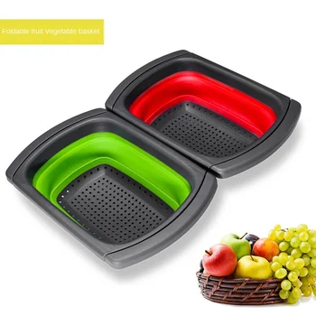

Creative Square Retractable Handle Folding Drain Basket Filter Basket Plastic Fruit Basket Vegetable Sink Storage Basket