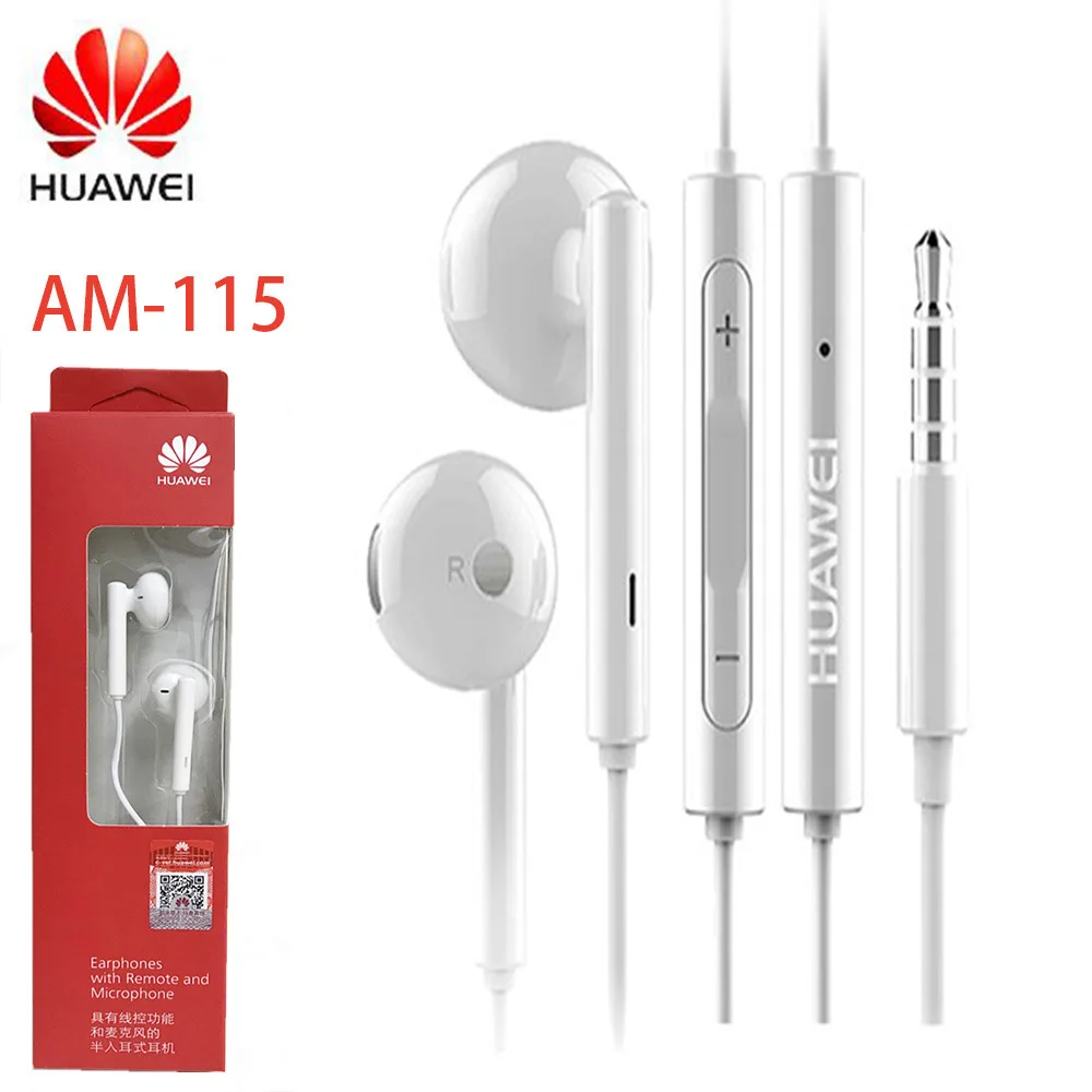 Original Huawei AM 115 Earphones Wired 3.5mm Jack Volume Control Earphone Earpiece for HUAWEI