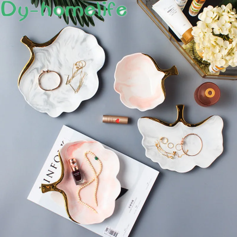 

Nordic Phnom Penh Leaf Shape Multi-color Multi-size Marble Pattern Ceramic Plate Jewelry Snack Fruit Salad Multifunctional Tray