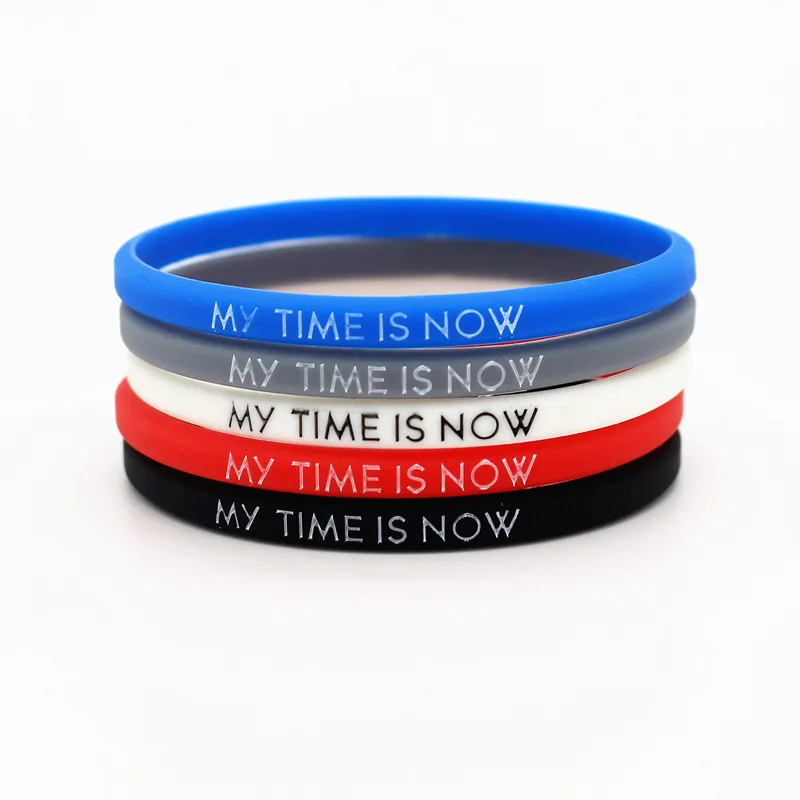 Модные пара силиконовых браслетов, вдохновляющий браслет "My Time Is Now", для мужчин и женщин, для спорта на открытом воздухе, Резиновая лента, подарок