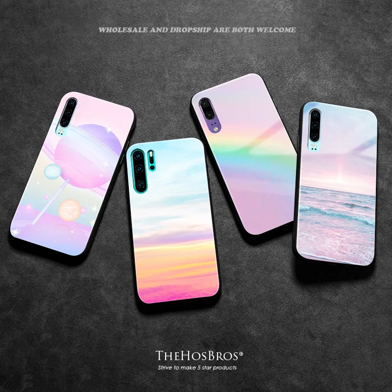 

Pastel sunset clouds for Huawei honor 8 mate P 9 10 20 30 lite pro plus nova 2 3 4 5 phone case cover soft silicone glass shell