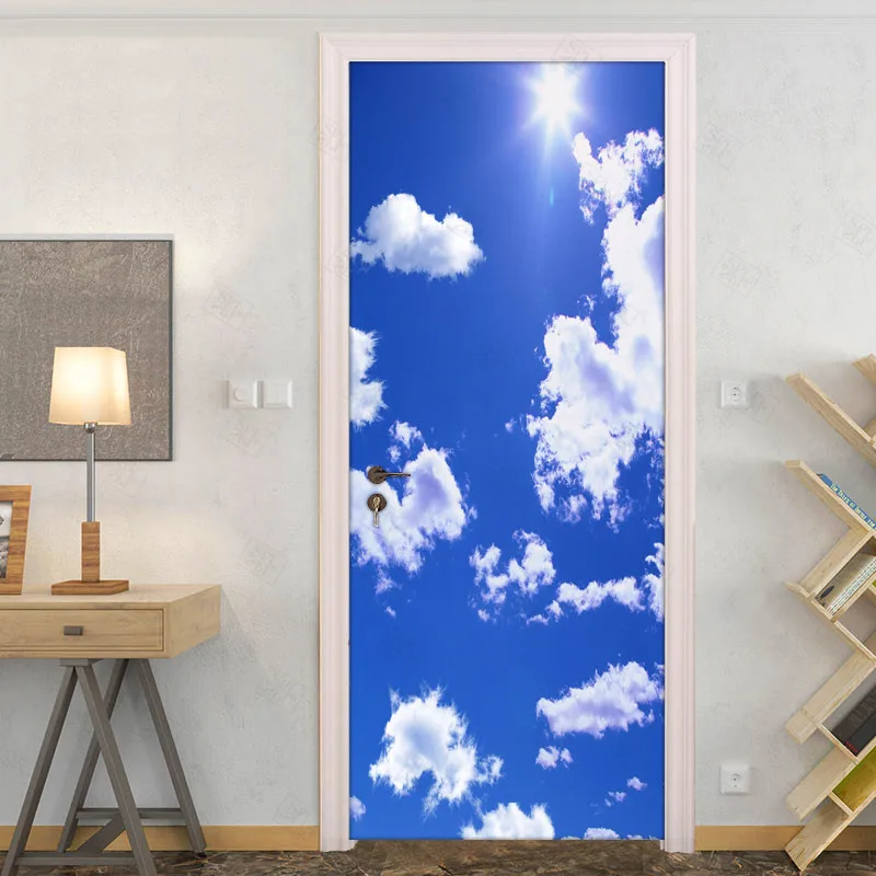 3D-Door-Mural-Wallpaper-PVC-Waterproof-Self-adhesive-Wall-Sticker-Blue-Sky-And-White-Clouds-3D (2)