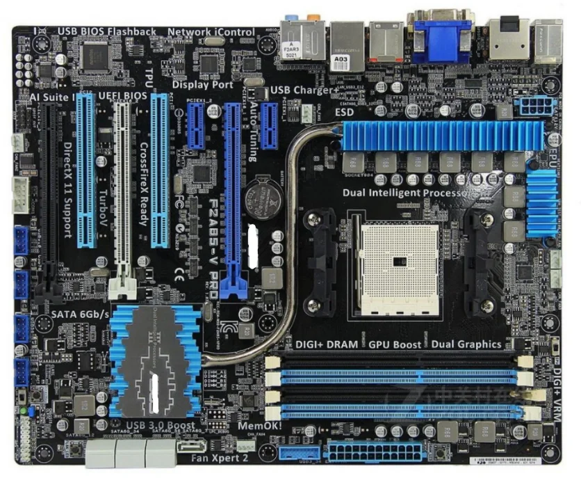 Оригинальная настольная материнская плата F2A85-V PRO A85X Socket FM2 DDR3 64G SATA3 USB3.0 ATX |