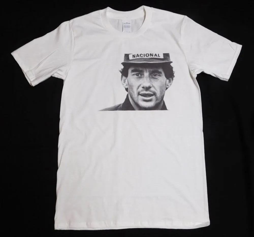 2018 New Arrival Men T Shirt Ayrton Senna White T-Shirt Size S-XXXL 1 Racing Hamilton Rosberg custom tees |