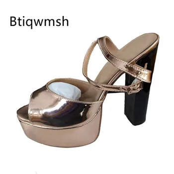 

2019 Runway Platform Sandals Women Peep Toe Gold Red Leather Super High Heel Shoes Woman Fashion Wedding Shoes