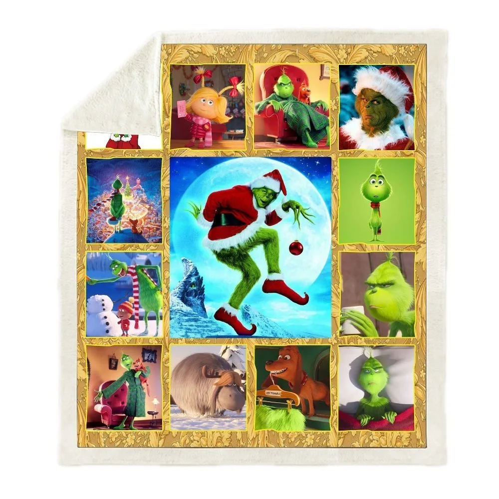 SOFTBATFY Sofa Bed Blanket Picnic Blanket Thick Plush Grinch 3d Print Blanket Dropshipping