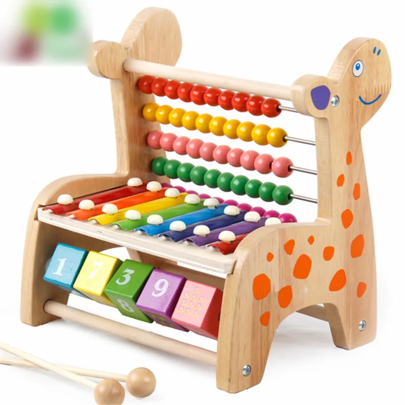 

Children Wooden Primary Color Deer Knock Piano Beaded Bracelet Class Rainbow zhu suan jia Arithmetic Calculation Computing Mathe