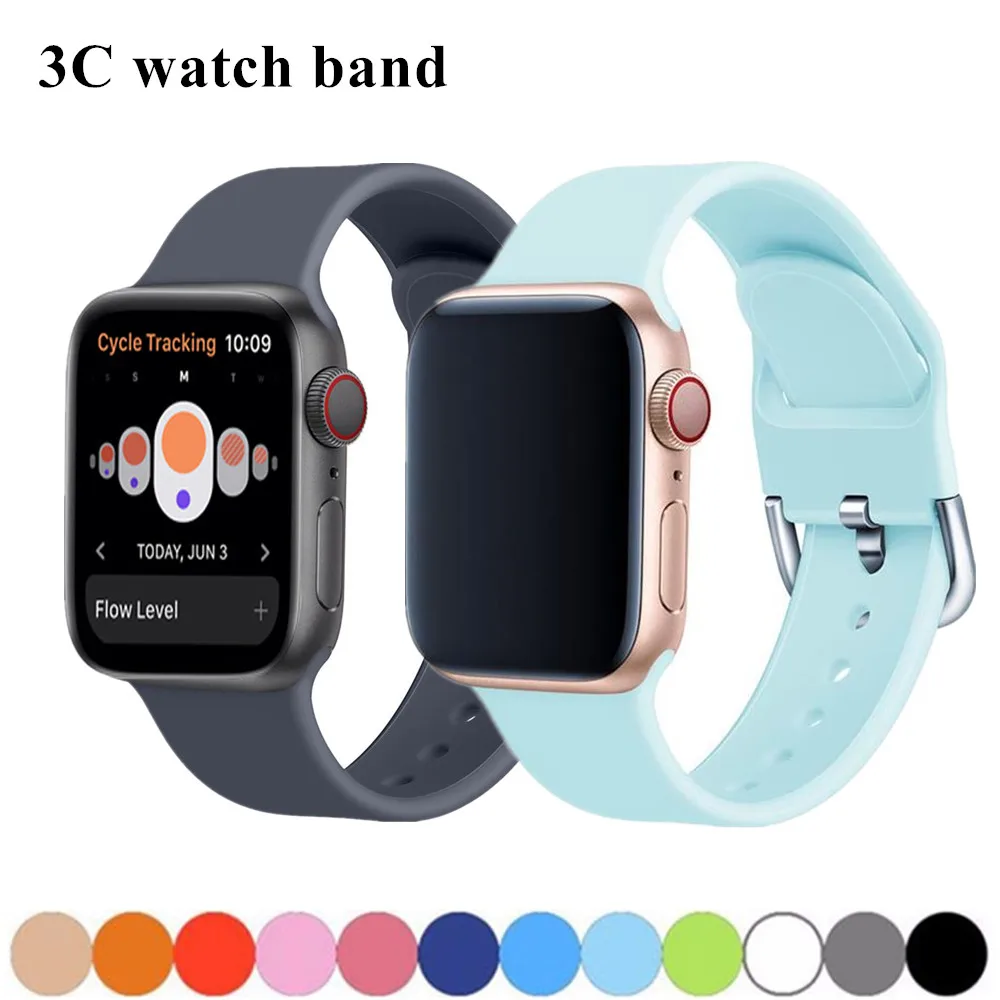 

Silcione strap For apple watch band 44 mm 42mm apple watch 5 4 3 band 38mm 40mm iwatch band 5/4/3/2/1 correa bracelet watchband