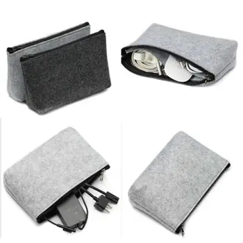 

New Fashion Makeup Storage Organizer Insert Cosmetic Bag Multi-pockets Fits in Handbag Cosmetic Toiletry Bag Felt Cloth Zipper