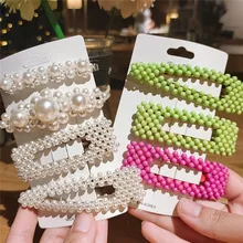 Модная жемчужная заколка для женщин Элегантный корейский дизайн защелкивающаяся заколка палочка, шпилька для волос аксессуары для укладки волос