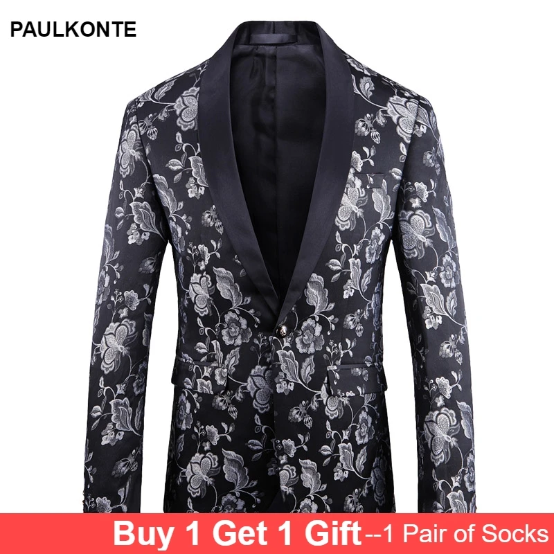 2019 autumn and winter new large size men's suit blazer high quality men's jacquard suit embroidery dress men's wild single West