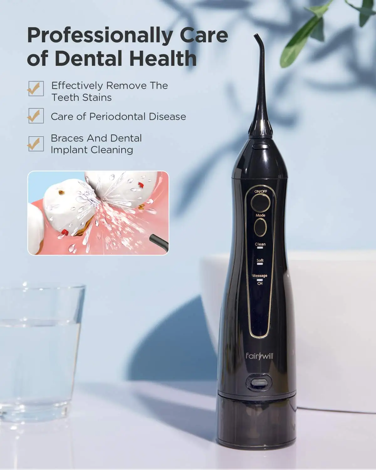 Fairywill flossers de água para dentes 300ml