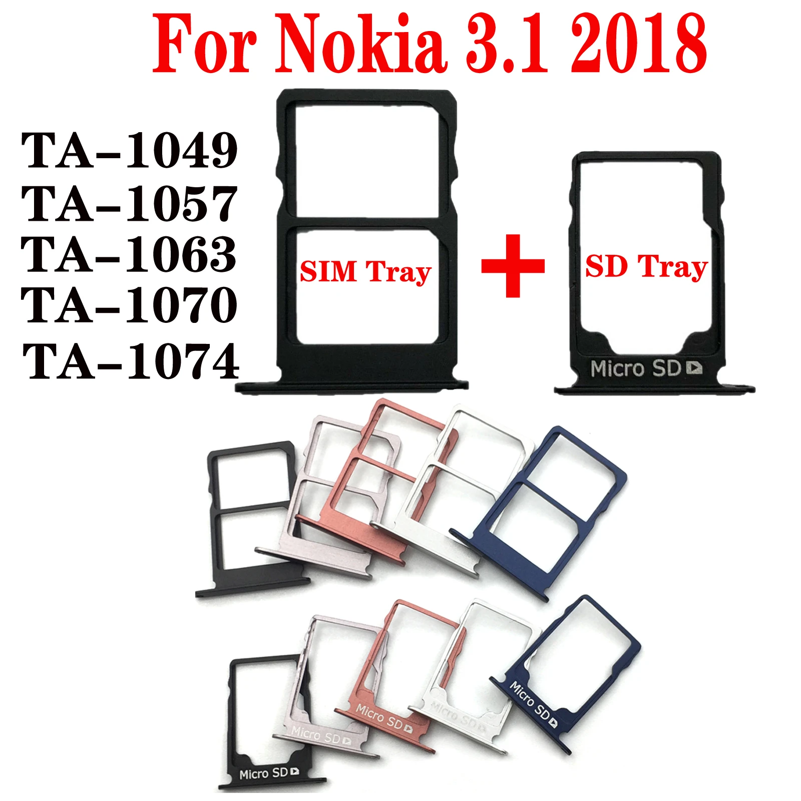Shyueda 100 New For Nokia 3 1 18 Ta 1049 Ta 1057 Ta 1063 Ta 1070 Ta 1074 5 2 Sim Tray Sd Card Tray Slot With Pin Mobile Phone Flex Cables Aliexpress
