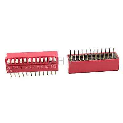 

2 Pcs 2.54mm Pitch 12 Position Piano Type DIP Switch Red