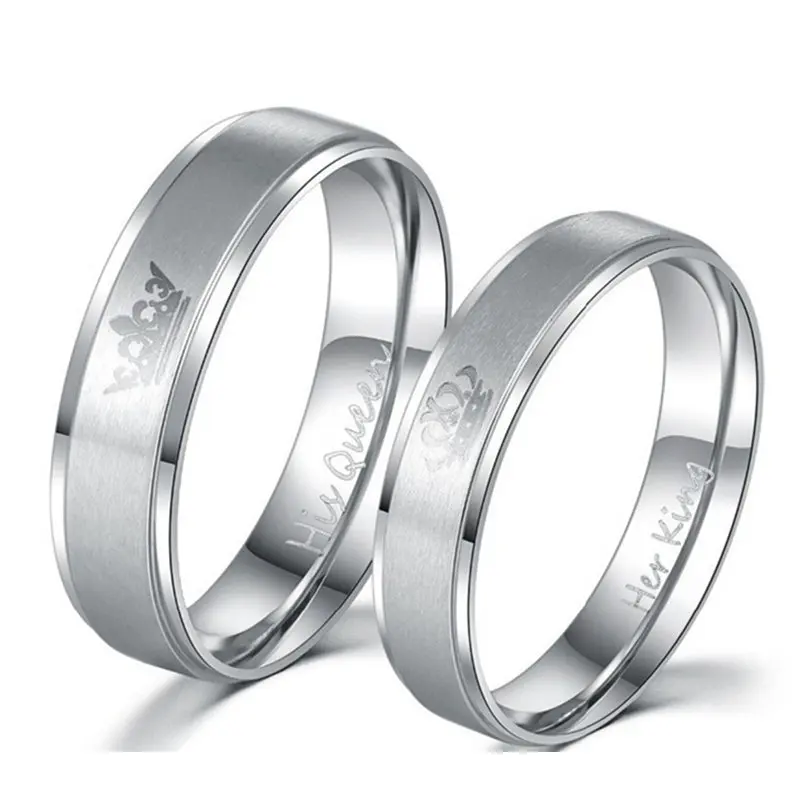 MOREDEAR 6mm Silver color 316L stainless steel HIS QUEEN and HER KING IP Ring for Men Women | Украшения и аксессуары