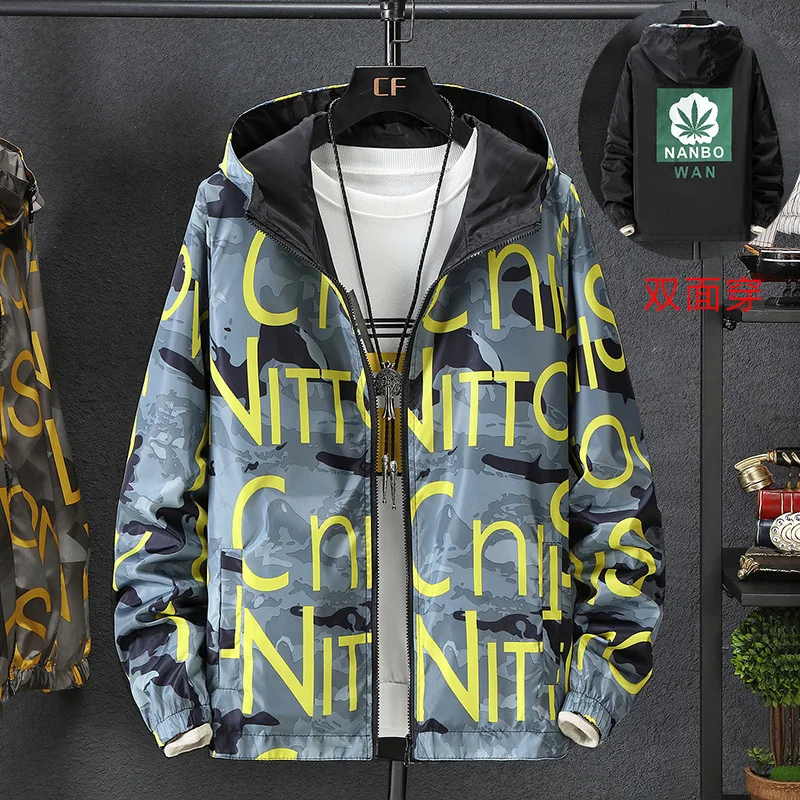 

Jacket Men's Two Sides Wear 2020 New Spring And Autumn Korean Version Letter Camouflage Double-faced Jacket Men's Clothing