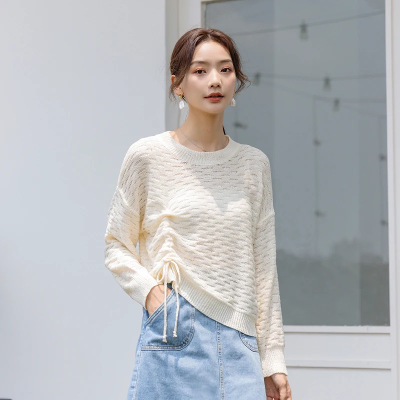 

Loose Drawstring Sweater Women Long-sleeved Lazy Wind Sweet Pullovers 2019 Autumn Korean Style of the New Female Sweater