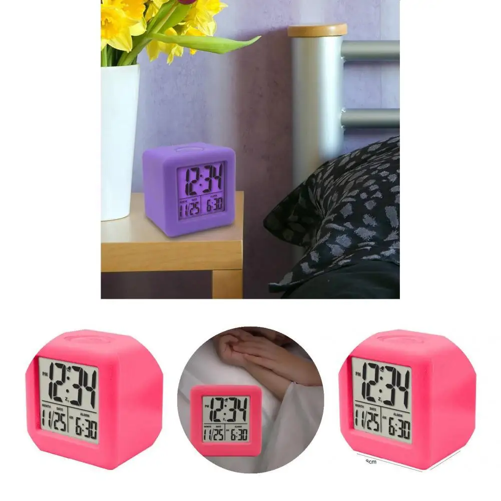 Lightweight Practical Mini Kids Alarm Led Clock Multi Colors Electrical Clock Shockproof For