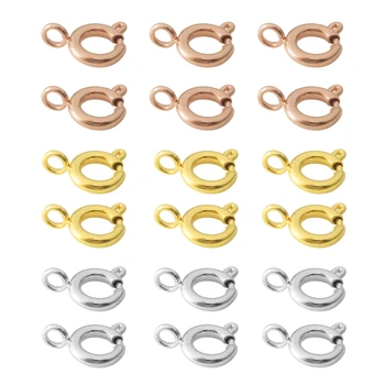 

stainless steel round buckle spring buckle connector with jump ring jewelry buckle suitable for bracelet DIY jewelry Making