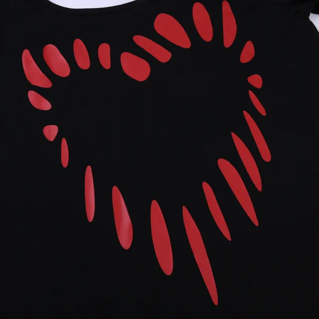 Women heart Love Printing Shirt Short Sleeve Casual Shirt Tops Blouse Skew Collar Shirts Loose Black