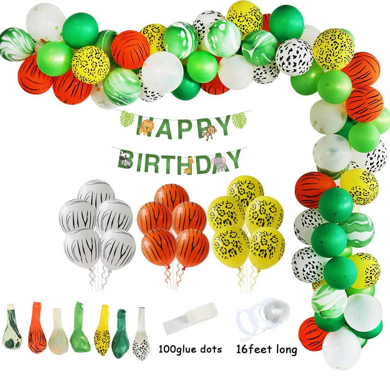 style 7 70/113pcs Jungle Balloon Garland Baby Shower Wild One Birthday Decor Green Balloons Arch Kit Rainforest Safari Party Baloon - Цвет: style 7