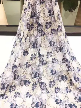 

2019 African Cord Lace High Quality French Lace Fabric 3D Flower Beaded African Lace Fabric For Nigerian Wedding Dress