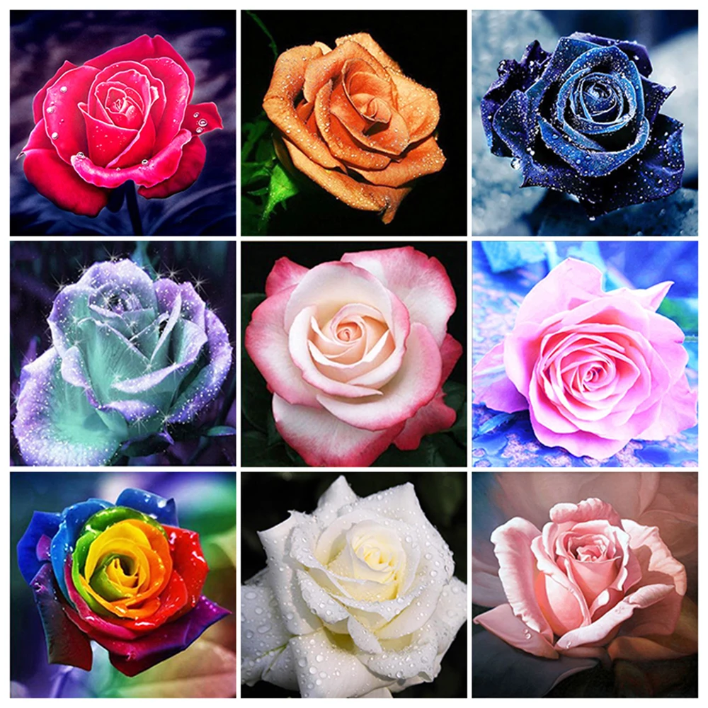 Diamond Embroidery DIY Painting Cross Stitch Kit Color Rose Flowers 5D Needlework Crafts Home Decoration | Дом и сад
