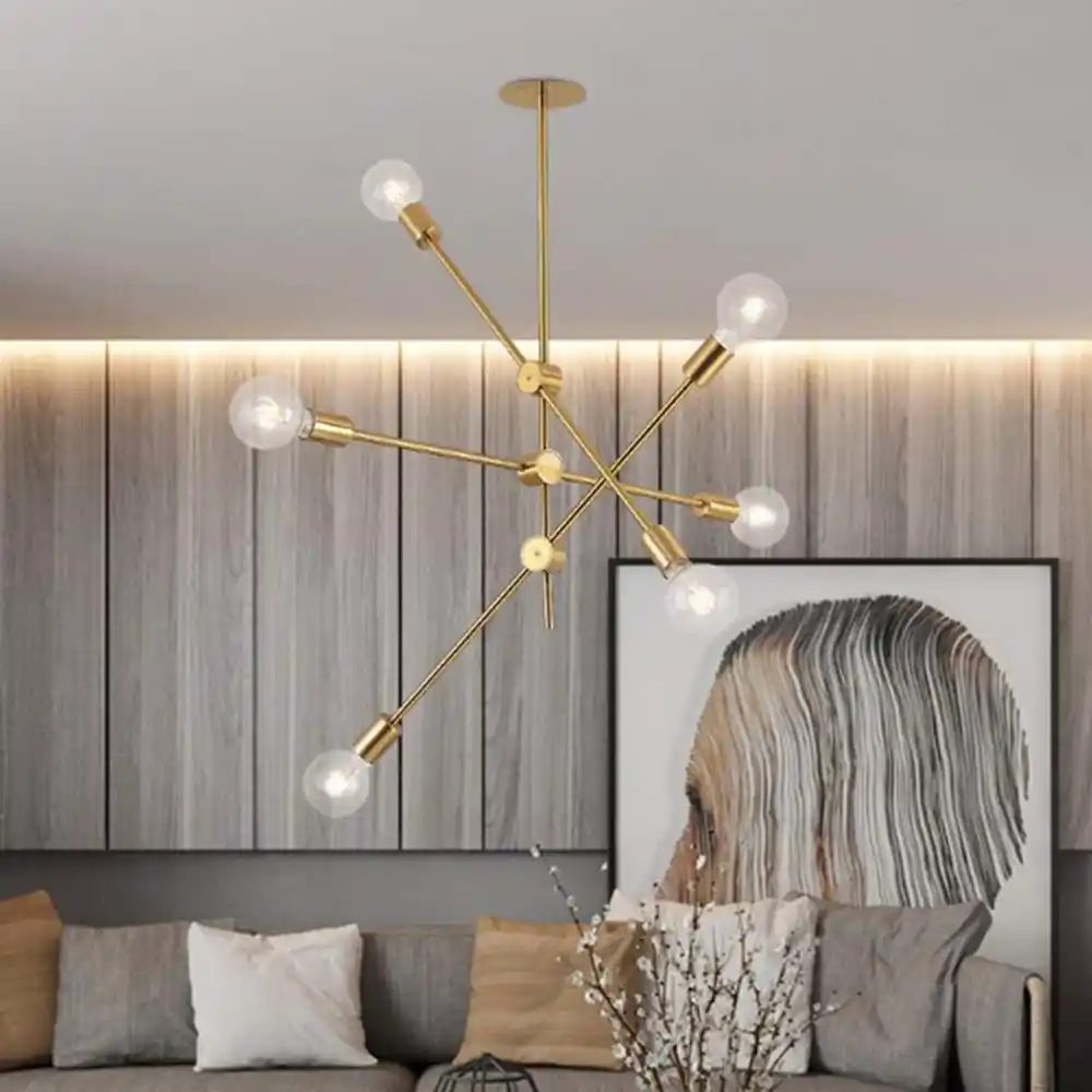 Ceiling Light Modern Sputnik Mount Mid Century Brushed Nickel