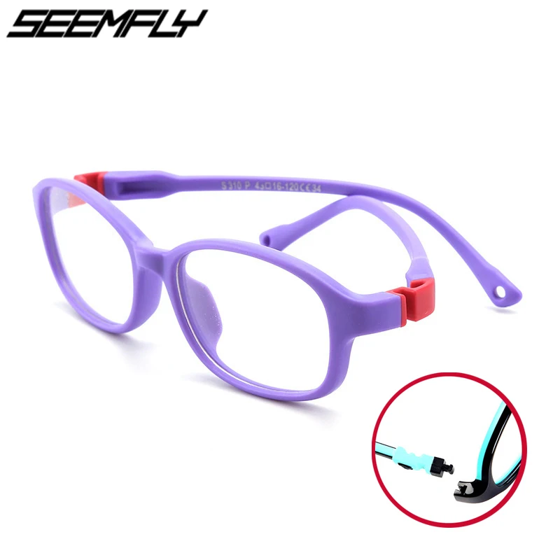 Seemfly Твердые съемные оптические детские очки в оправе силиконовые гибкие мягкие прозрачные детские очки