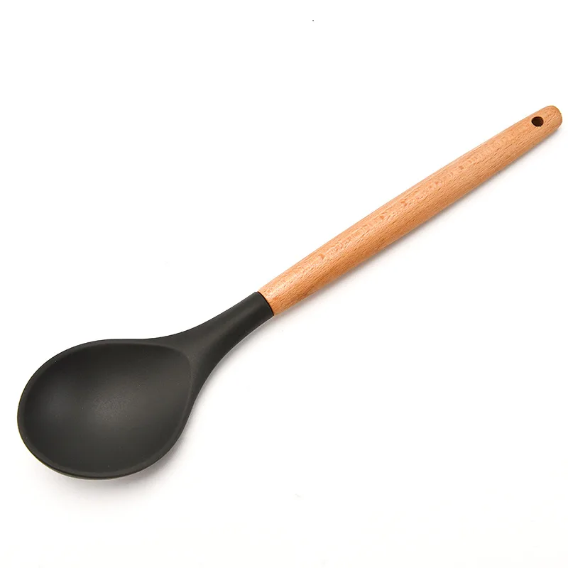 Деревянная ручка силикагель кухонная посуда 9 шт. антипригарный горшок набор инструментов Лопата отвара фильтр ложка кухонные приборы