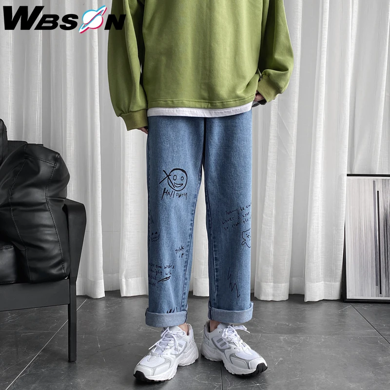 Wbson Fashion Loose Straight Graffiti Jeans Pants Men Harem Jeans Trousers Brand Casual 100% Cotton Denim Jeans M-5XL CS-NZ8601 Wbson Fashion Loose Straight Graffiti Jeans Pants Men Harem Jeans Trousers Brand Casual 100% Cotton Denim Jeans M-5XL CS-NZ8601