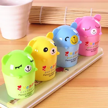 

1 PC Creativity Cute Student Prizes Cartoon Bear Double Hole Pencil Sharpener Pencil Sharpener Cute Pencil Planing