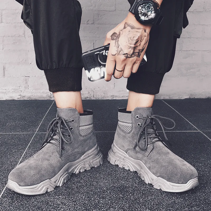 

Martin Boots Men's British-Style Worker Boot Retro Korean-style Versatile Boots Men's High Shoes Men Desert Boots Short Boots