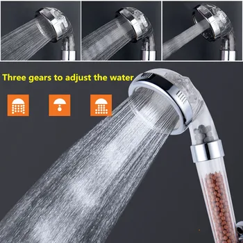 

Three-Speed Adjustable Shower Head Strong Water Outlet filter With Negative Ion Active Ball Pressurized Bathing Hand Shower